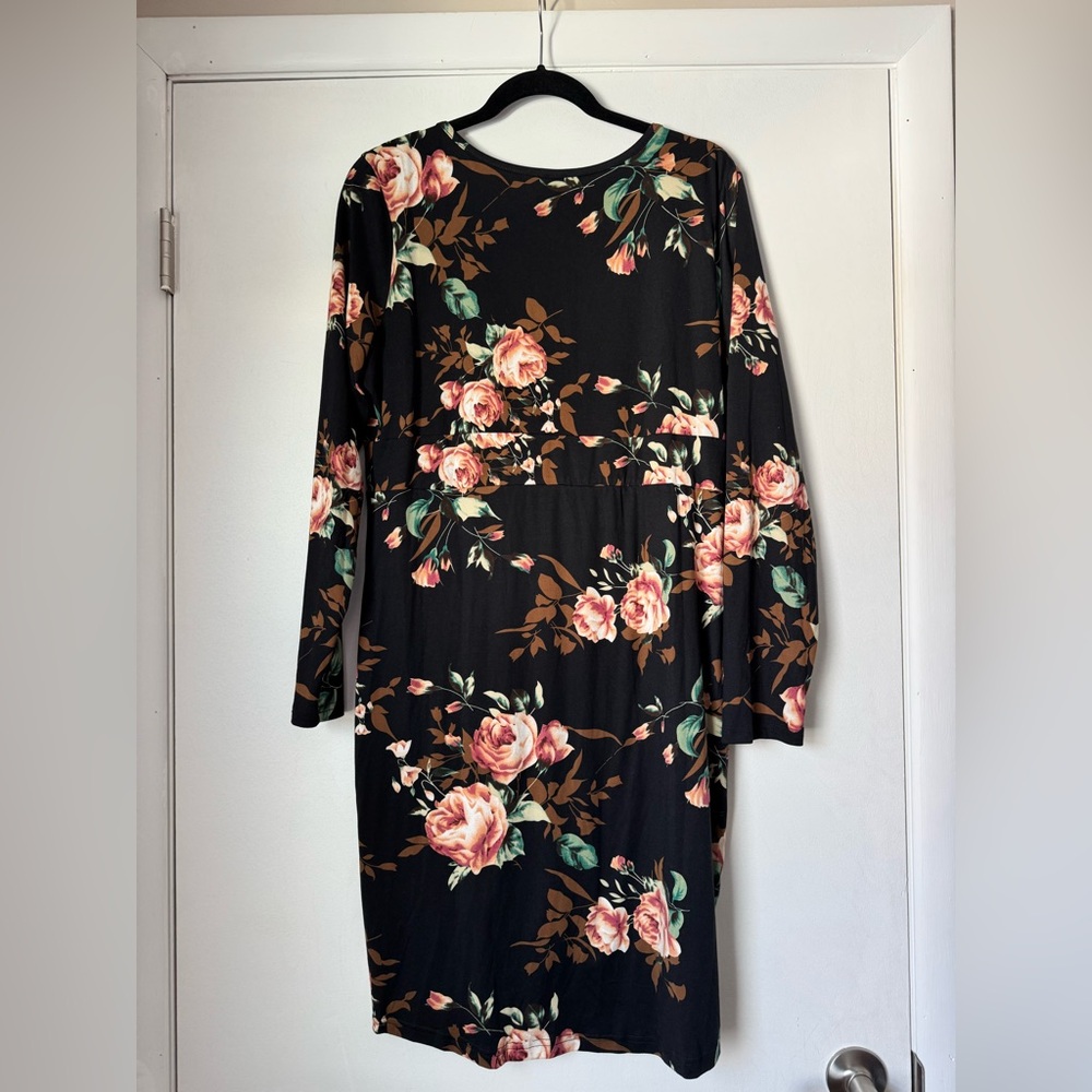 Floral Long Sleeve Wrap Style Dress - Picture 5 of 6